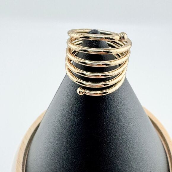 Vintage Gold-Tone Spiral Ring Statement Timeless Minimalist Preppy Modern - Picture 5 of 8